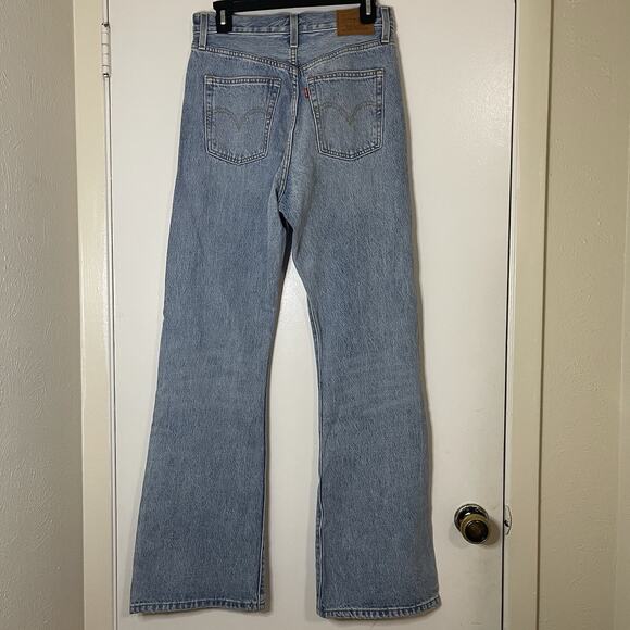 Levi's premium ribcage split flare leg medium wash jeans high waist size US 28 - Picture 5 of 7